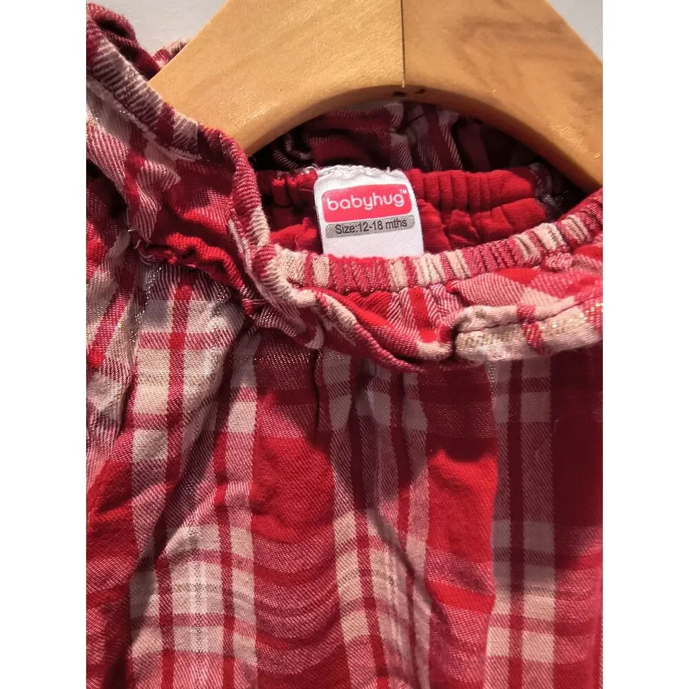 Baby Girl Dress Infant Plaids Ruffle Long Sleeve Dresses for 12-18 Months